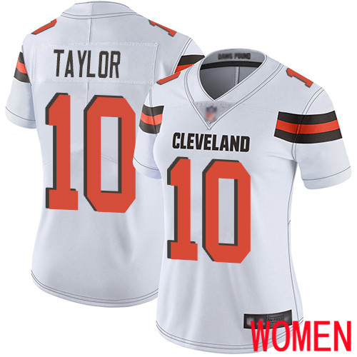 Cleveland Browns Taywan Taylor Women White Limited Jersey 10 NFL Football Road Vapor Untouchable
